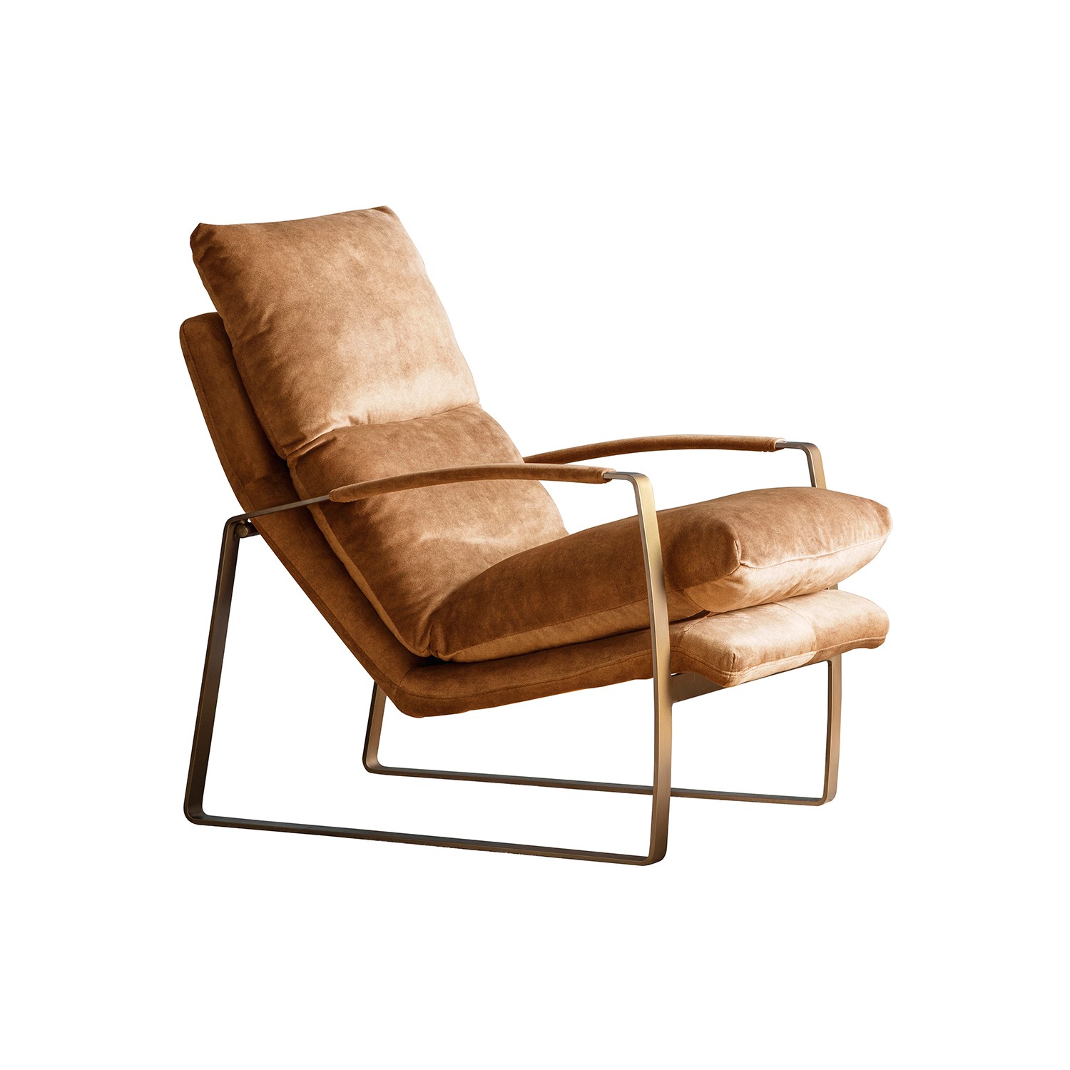 Read more about Tan leather armchair with gold frame fabien gallery